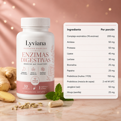 Enzimas Digestivas | Mejora la digestión, reduce la hinchazón